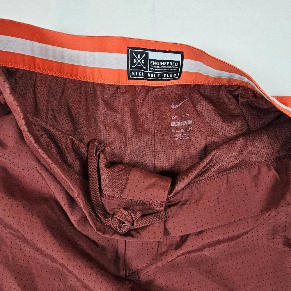 Nike Golf Club Dri-FIT Shorts Mens XL Burgundy Orange Mesh Loose Fit
